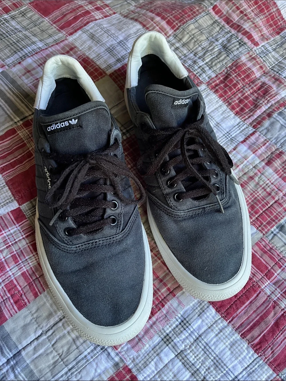 adidas Black Low-Top Canvas Sneakers with White Soles